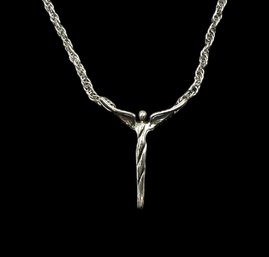 Vintage Lavaggi Sterling Silver Angel Heart Lariat Necklace