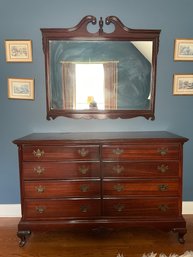 Vintage Mahogany Chest Of Drawers With A Matching Mirror.