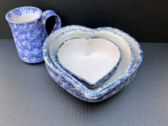 Heart Nesting Bowls And Small Pitcher