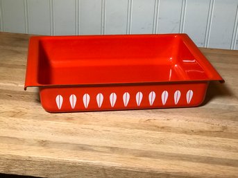 (1 Of 2) Mid Century Orange Red Lotus Catherineholm Norway Casserole / Lasagna / Baking Pan - NICE !