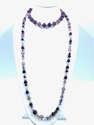 Pairing Of Multitone Purple Faceted Crystal Necklaces