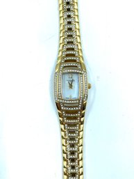 Gorgeous Witnauer Swiss 12L030 Ladies Goldtone & White Sapphire Crystal Watch