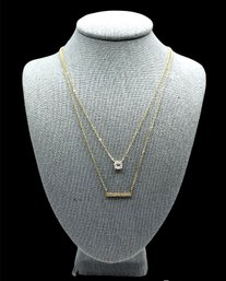 Beautiful Sterling Silver Vermeil Double Strand Clear Stones Necklace