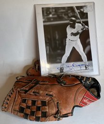 Vintage Signed Autographed Photo With COA & Endorsed Baseball Glove - Tony Gwynn - San Diego Padres