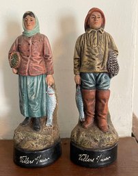 Charming Pair Of French Ceramic Figures - Hand Painted