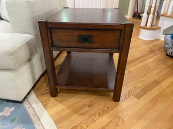 Flexsteel Stained Oak Side Table With Single Drawer