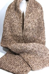 Fine Knit Wool Winter Scarf Beige And Off White