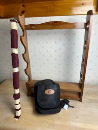 Wooden Gun Rack And Remington Shooting Bag