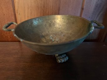 Vintage Inspired Footed Brass Bowl With Handles