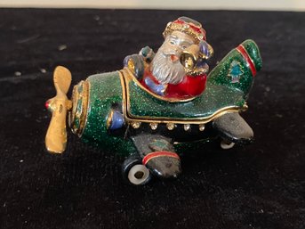 Santa In Plane With Moving Propeller, Trinket Box Papyrus