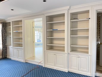 A Custom Built Pair Of Storage Cabinets With Shelves - A & B - Family Room