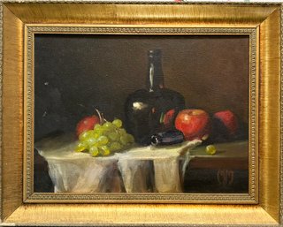 A Vintage Still Life Oil On Canvas, Initialed MM