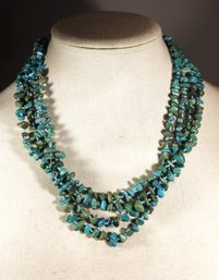 84' Long Single Strand Genuine Turquoise Knotted Beaded Necklace