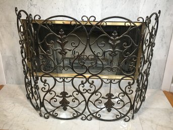 Lovely Vintage Wrought Iron Folding Fireplace Screen - Nice Heavy Weight And Feel - All Hand Made - QUALITY !