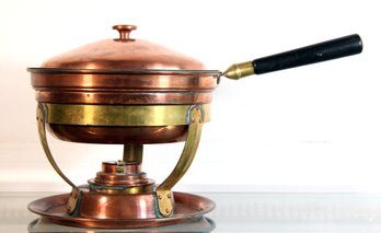 Vintage Mid Century Empress Ware Solid Copper Chafing Dish On Stand