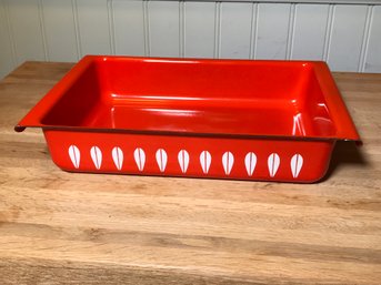 (2 Of 2) Mid Century Orange Red Lotus Catherineholm Norway Casserole / Lasagna / Baking Pan - NICE !