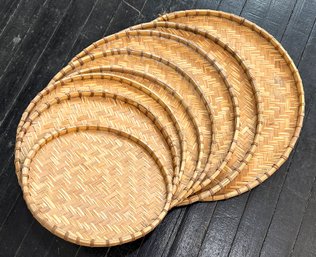 A Set Of Vintage Woven Nesting Trays