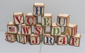 Set Of Toy Wooden Blocks Letters & Numbers