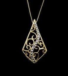 Vintage Sterling Silver And 1/12 10K Gold Chain With Sterling Silver Vermeil Pendant