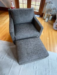 A Ethan Allen Monterey Chair & Ottoman, In Shimmer Charcoal #1