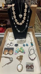 Excellent Jewelry Collection Lot Necklaces, Ear Rings, Watch, Bracelet, Flower Hair Clip, Pin. JJ/A3