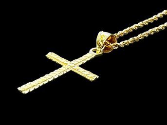 14k Cross Pendant On Chain