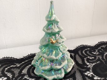 Green Carnival Glass Christmas Tree Figurine