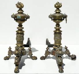 A Pair Of 19th Century French Bronze Fireplace Chenets