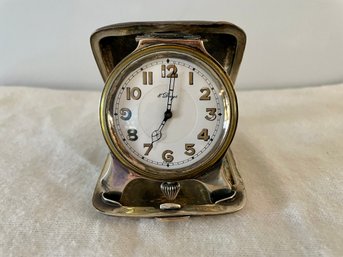 Antique Sterling Cased Swiss Made Travel Clock