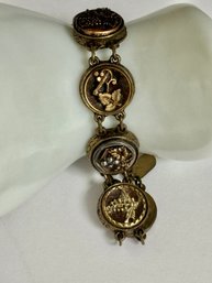 VTG Grandmothers Buttons Bracelet Made Of 7 One Of A Kind Antique Victorian Buttons Pewter, Brass, Metal - C