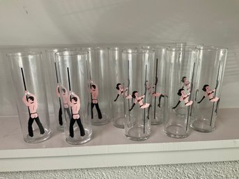 10 Libbey Pole Dancer Cocktail Glasses