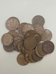 30 Beautiful Wheat Pennies 1930'S, 1940'S And 1950'S