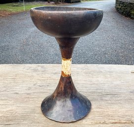 An Antique Carved Wood Indonesian Dulong, Or Bowl - Base And Coup Connected With Ivory