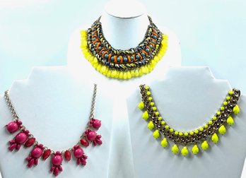 Trio Of Bold Bright Beautiful Fashion Necklaces
