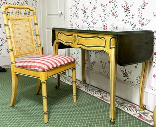 A Vintage Desk With Lift-Up Vanity In French Provincial And Chinoiserie Style By White Fine Furniture