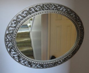 Pewter Finish Oval Wall Mirror