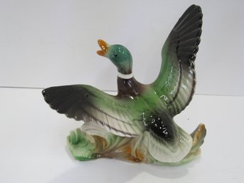 Vintage MCM Pottery Art Mallard Duck TV Light Lamp Hunter Cabin 1950's