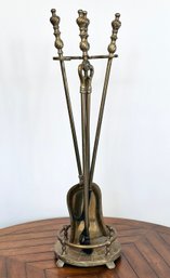 A Set Of Antique Brass Fireplace Tools