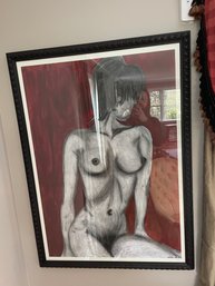 Striking Signed Nufar Nude Figure Portrait April 98