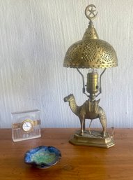 Vtg Solid Brass Moroccan Middle Eastern Camel Lamp