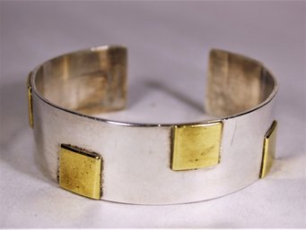 Richard Kalbe Sterling Silver Mixed Metals Moderne Cuff Bracelet