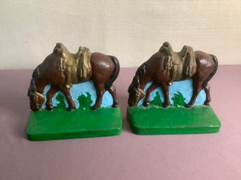 Heavy Cast Iron Horse Bookends