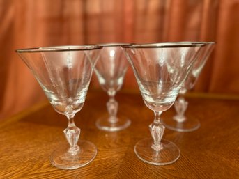 Fostoria Platinum Rim Coupe Glasses (4)