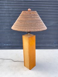 Vintage Cardboard And Plywood Table Lamp With Cardboard Shade