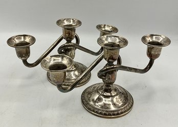 Antique Sterling Silver 3 Candle Candelabras ~  El-Sil-Co  ~