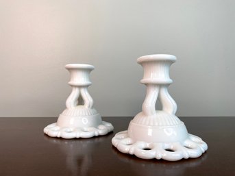 Antique Milk Glass Candleholders