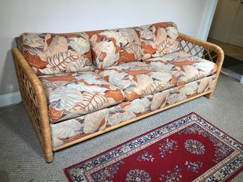 Fantastic 1970s Retro / Modern Style Wicker / Rattan Pull Out Sofa - Very Retro Look - Very Cool ! NICE !