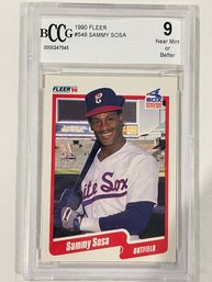 1990 Fleer Sammy Sosa Rookie Card #548   BCCG 9    This Is Also An Error Card.   Wrong Date Of Birth.