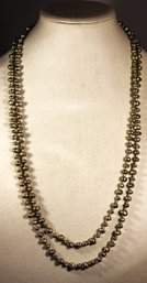 60' Long Genuine Cultured Pearl Dark Colored Beaded Necklace
