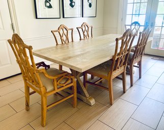 Beautiful French Country Dining Table & Six Chairs  (LOC: W1)